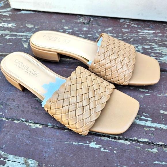 Rachel Zoe Shoes - Rachel Zoe Tan Woven Slide Sandals Womens Size 10